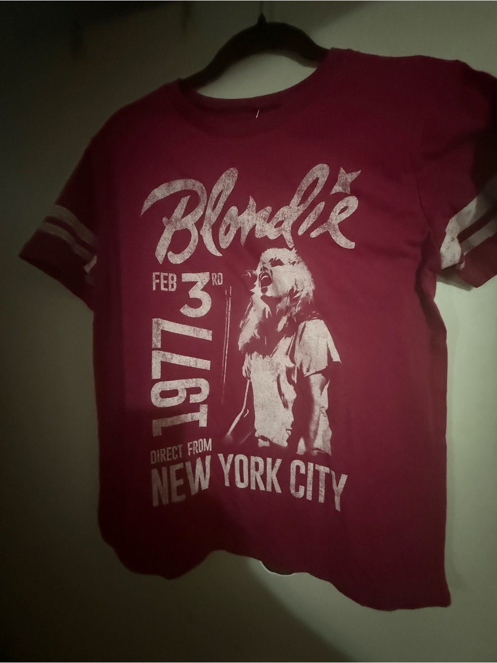 Hybrid Apparel  Blondie Graphic Tee in Deep Pink with White Print